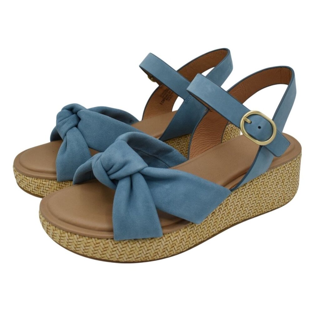 Sofft Womens‎ Size 11 Farah Marine Teal Suede Woven Platform Sandals Shoes